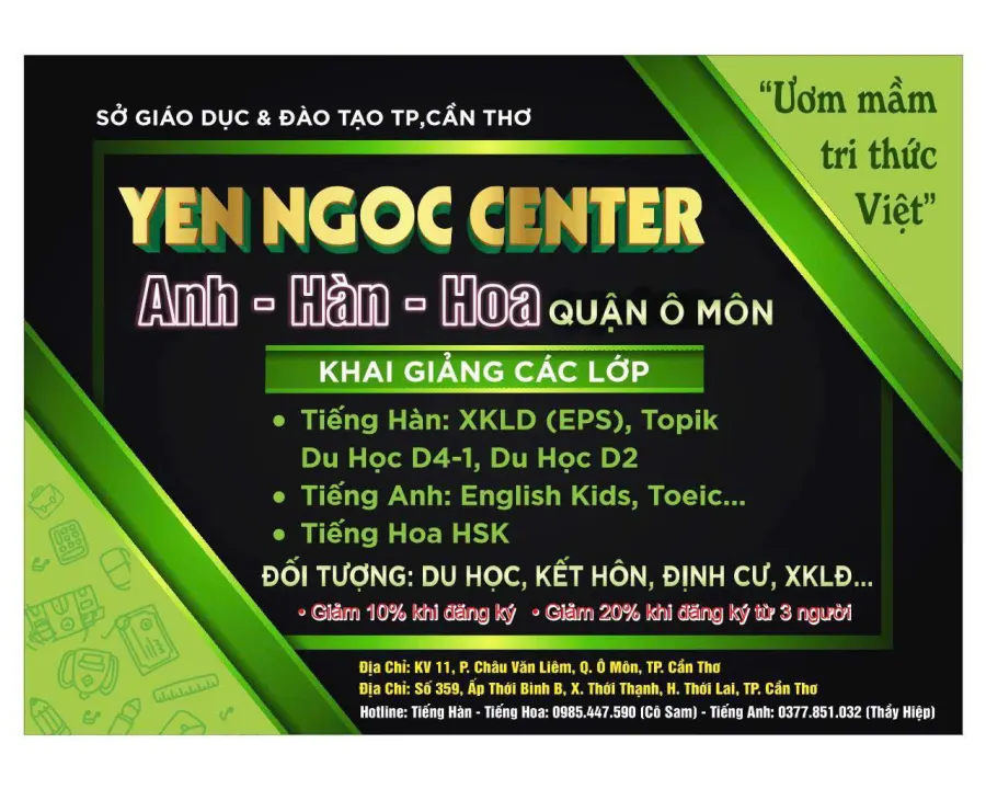 Trung tâm YEN NGOC center ANH - HÀN - HOA